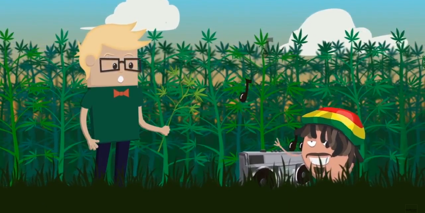 Illustrazione omino con amico jamaicano